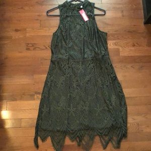 New Olive Green Lace Dress